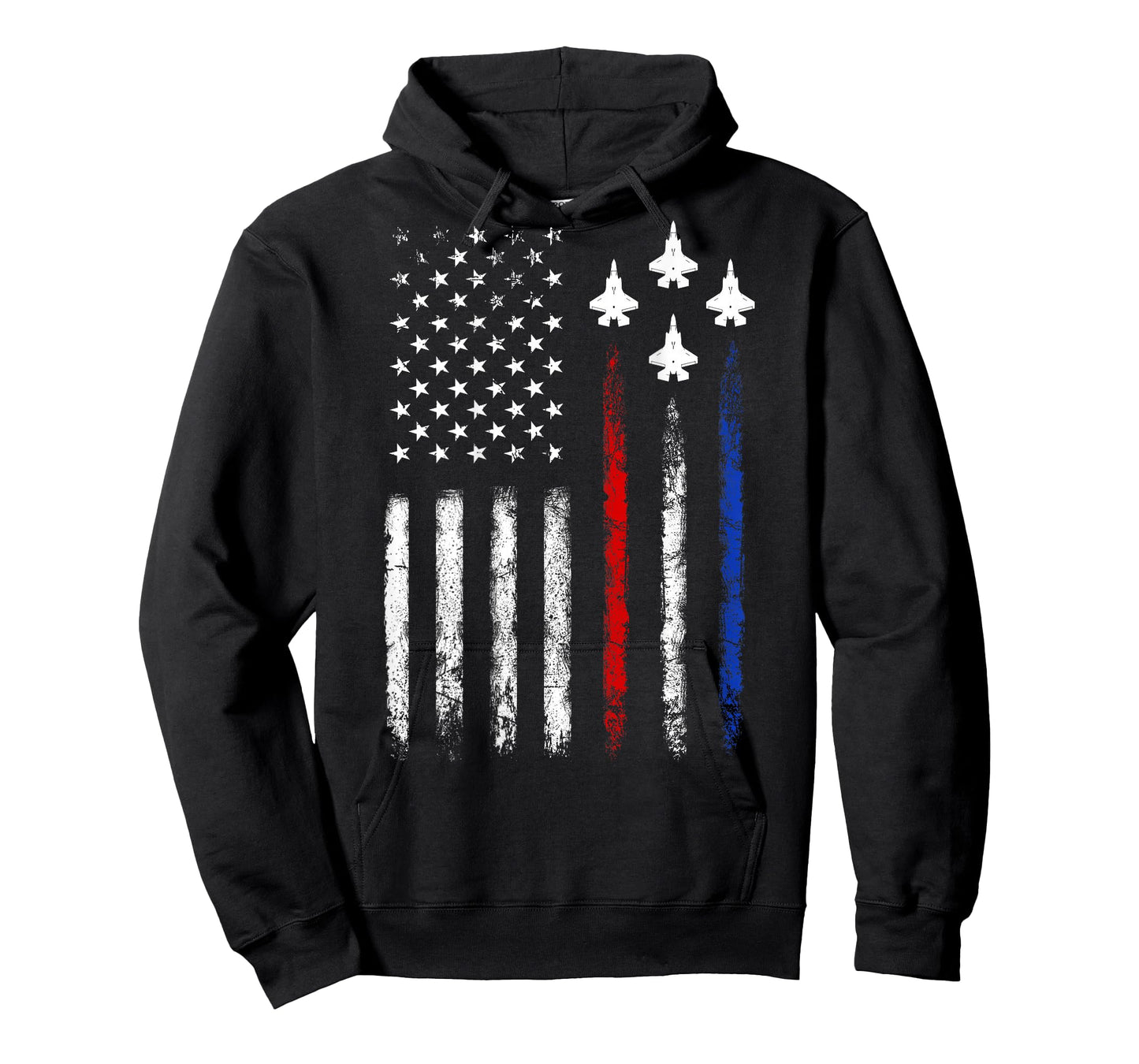 (On Back) Patriotic Shirts USA Flag Fighter Jet 4th of July T-Shirt