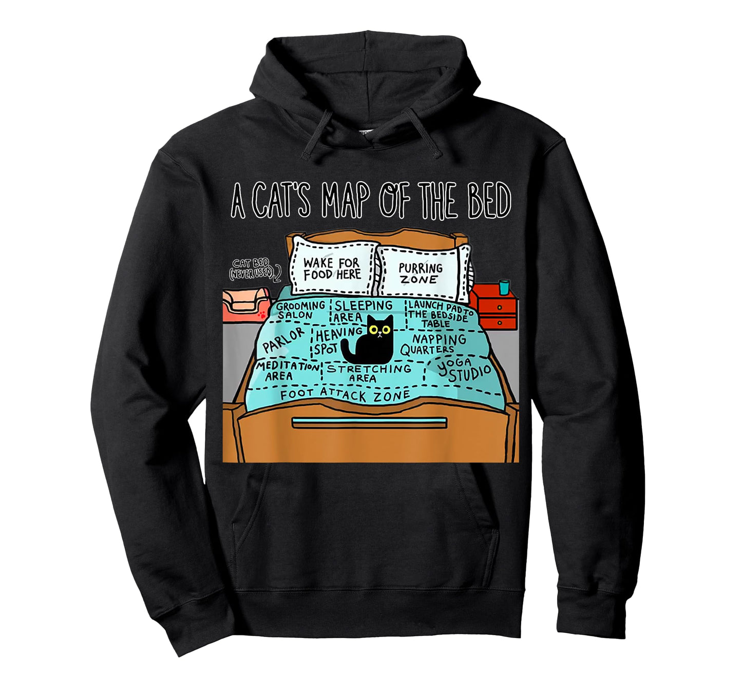 A Cat's Map of the Bed Shirt Funny Cat Lover Tee T-Shirt