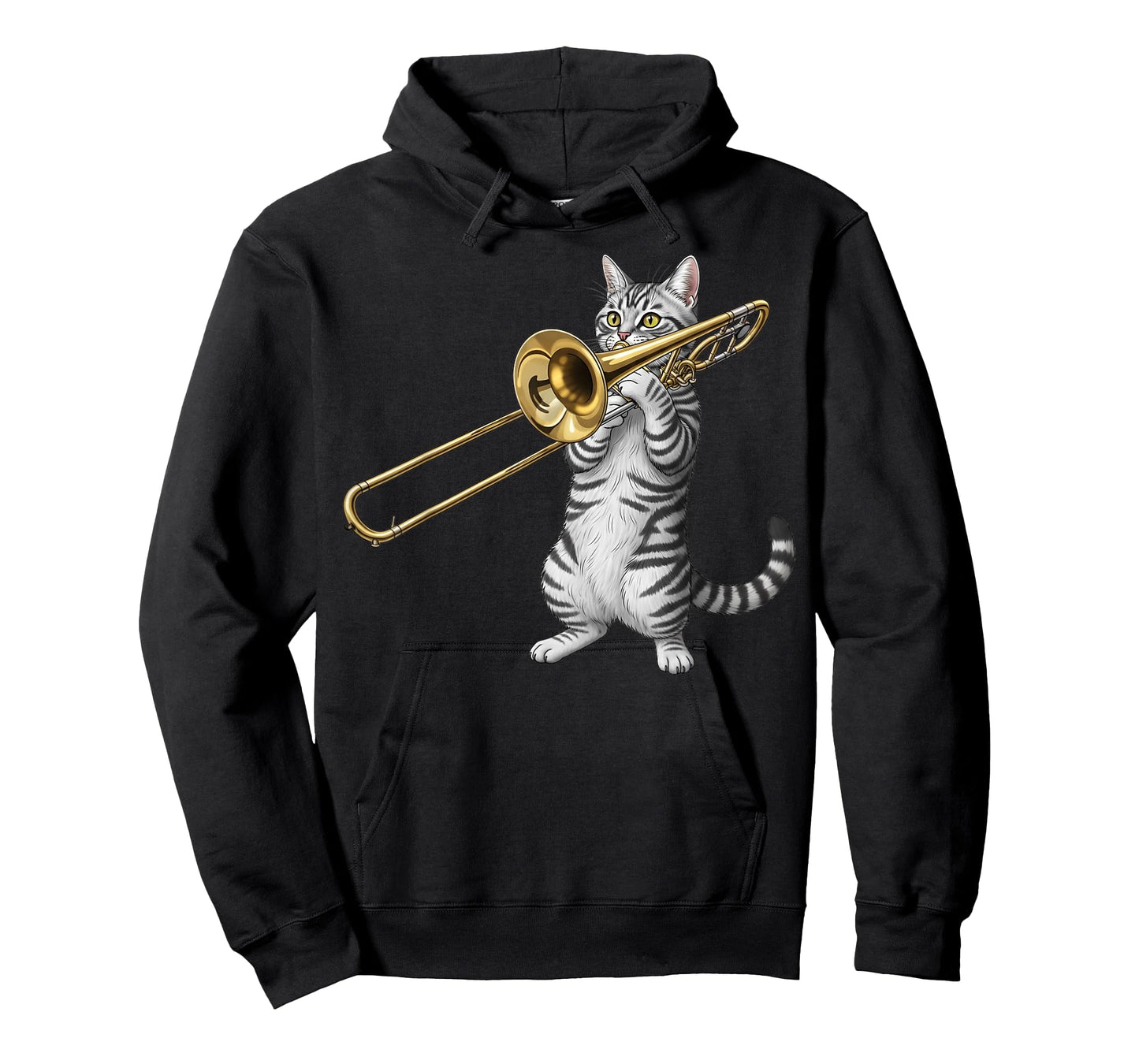Funny Cat Playing Trombone Trombonist Men Women Kids Boys T-Shirt