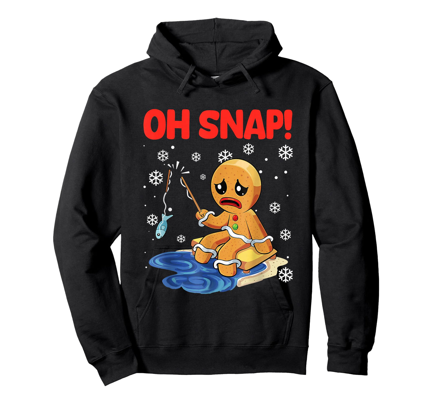 Christmas Gingerbread Man Oh Snap Ice Fishing T-Shirt
