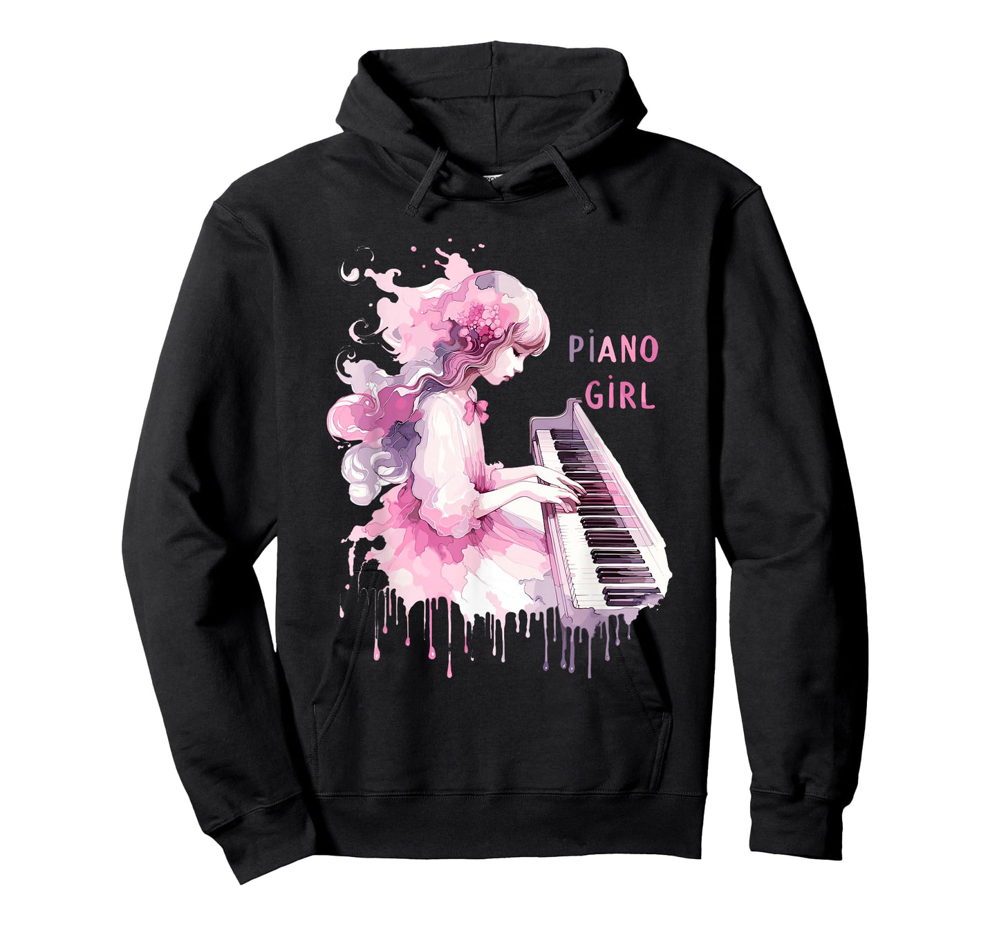 Cute Watercolor Piano Girl Pianist Keyboard Musician Music T-Shirt