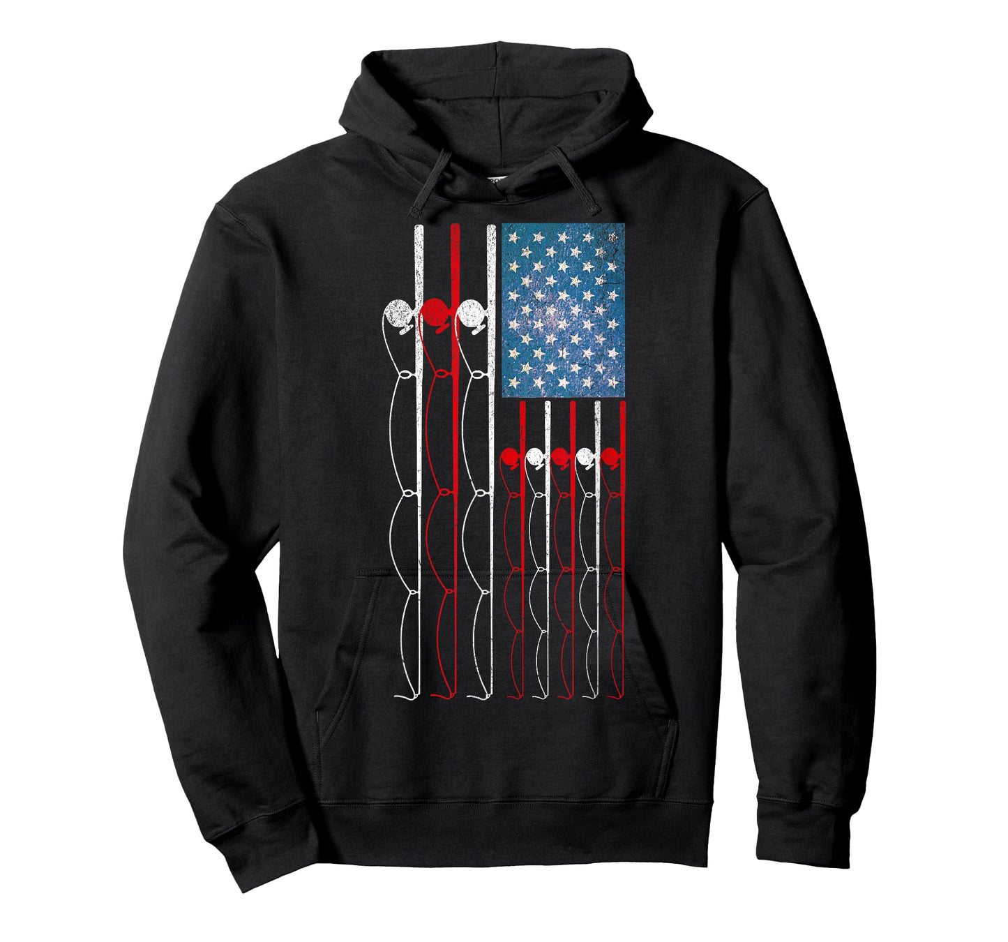 USA Flag Fishing Poles Patriotic Fisherman Flag Rod and Reel T-Shirt