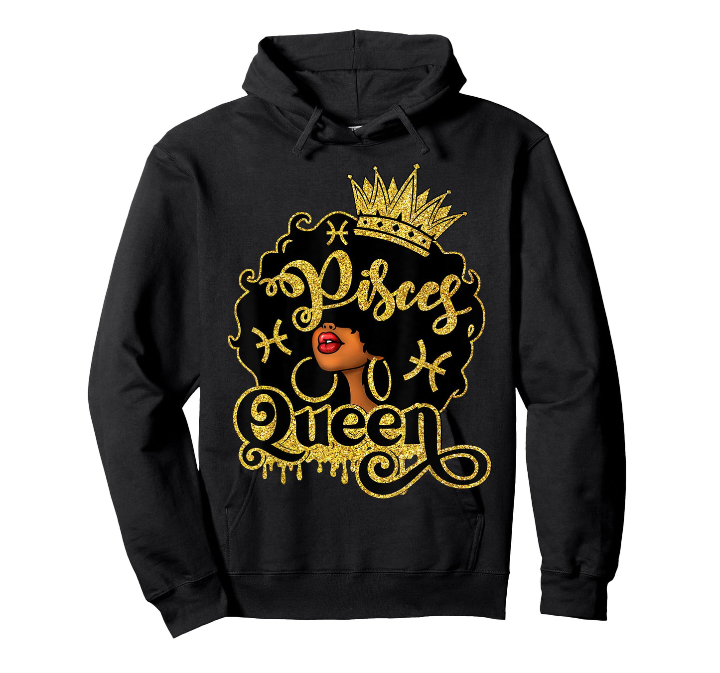 Pisces Queen Black Women Zodiac Birthday Afro Queen T-Shirt