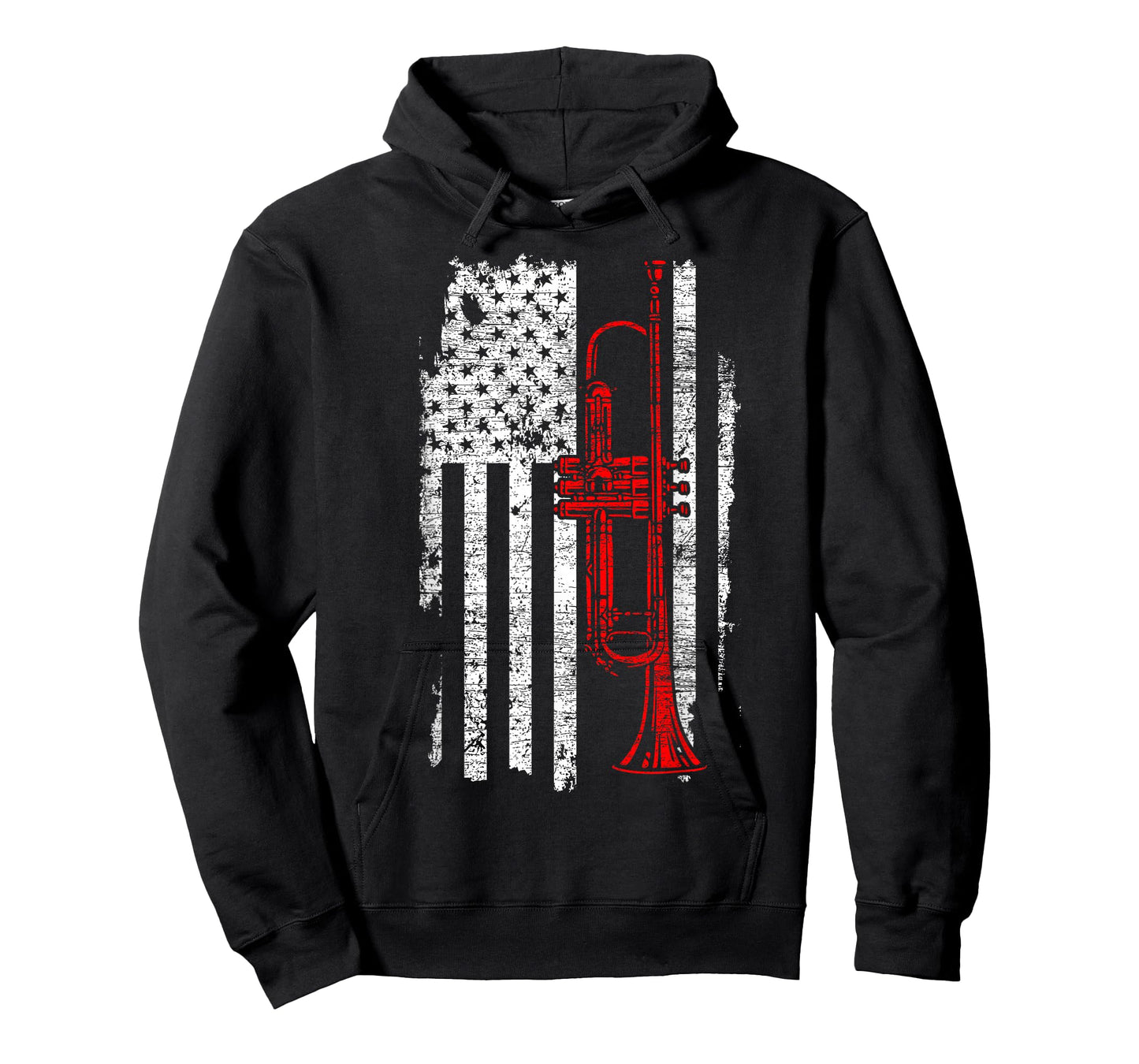 USA Flag Thin Red Line Jazz Music Gifts Trumpet T-Shirt