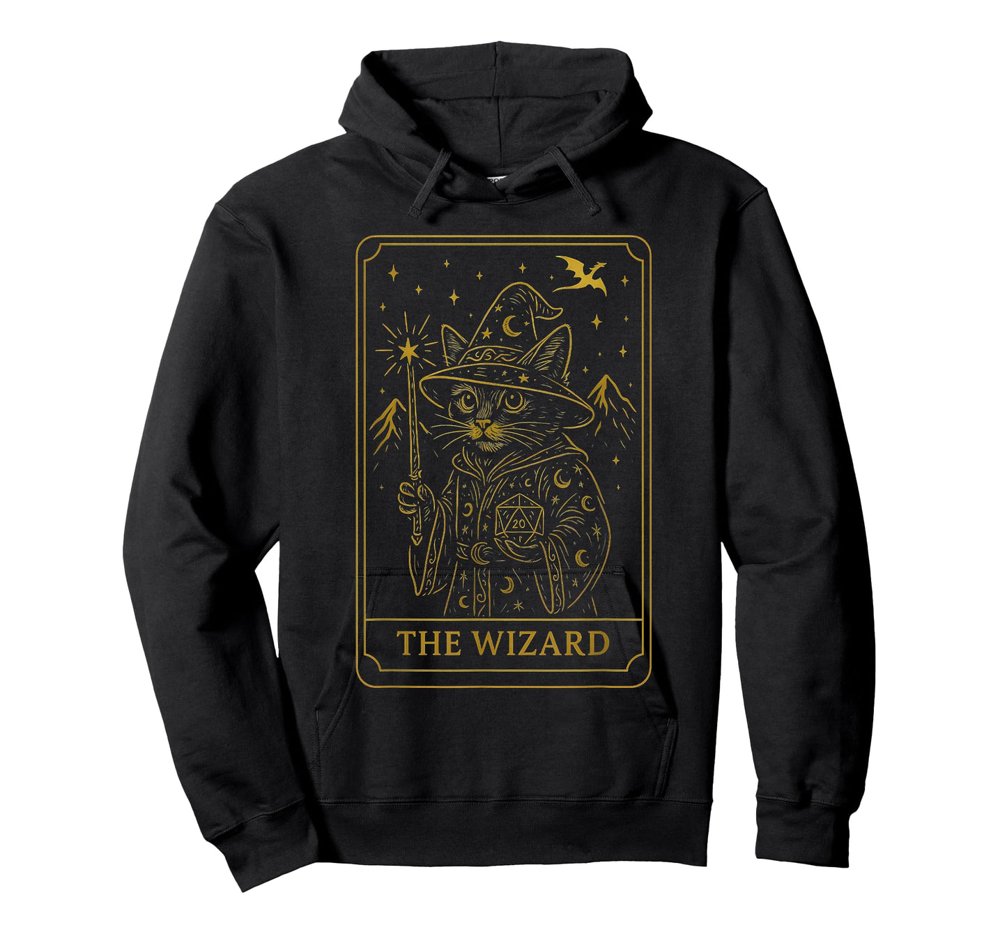 RPG Gamer Wizard D20 Dice Nerdy Geek Cat Men Women Kids T-Shirt