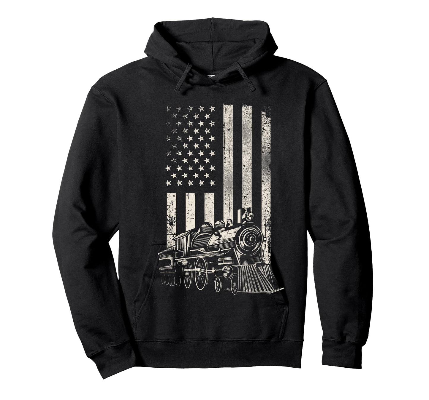 Steam Train Driver Trainspotting Locomotive American Flag T-Shirt