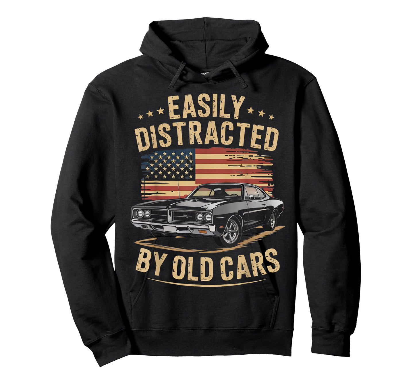 Easily Distracted by Old Cars Classic Car Guy Funny Vintage T-Shirt