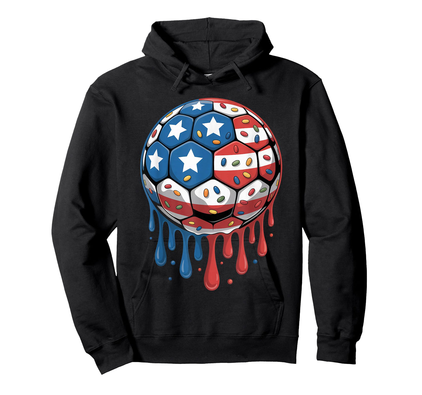 Ice Cream Drip Men Women Game American USA Flag Soccer Drip T-Shirt