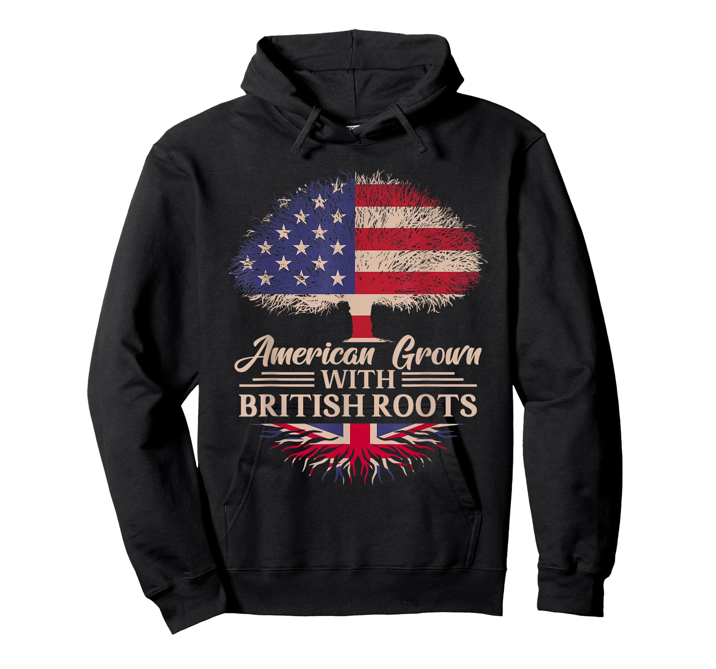 American Grown with British Roots Half American Flag British T-Shirt