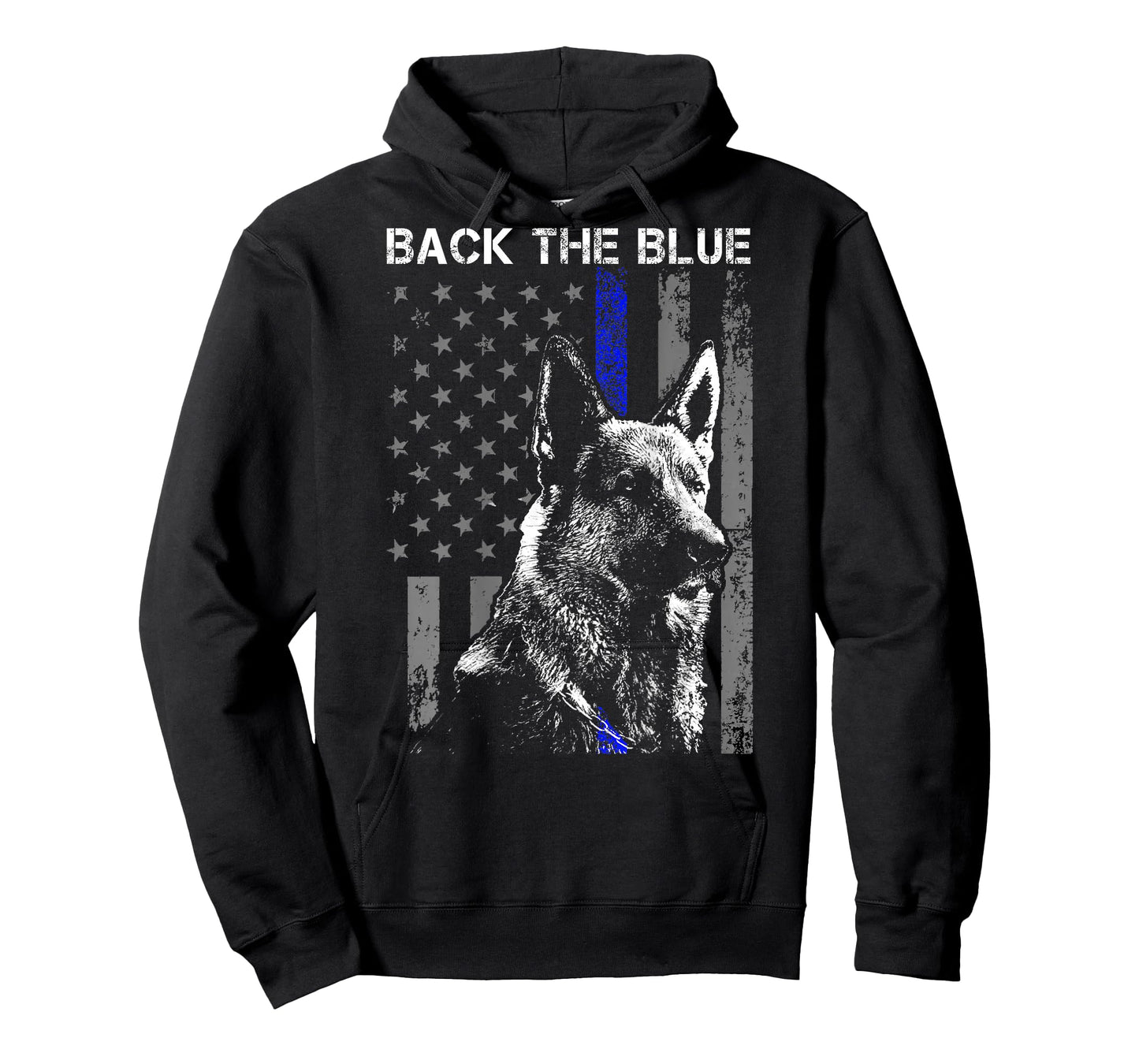 Back The Blue Thin Blue Line Flag K-9 German Shepherd Police T-Shirt