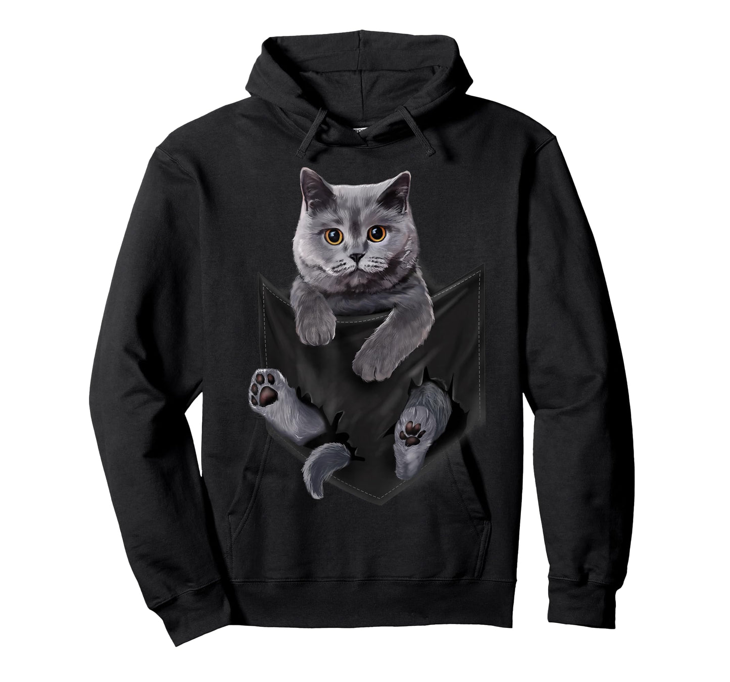 British Grey Cat in Pocket T-Shirt Cats Tee Shirt Gifts T-Shirt