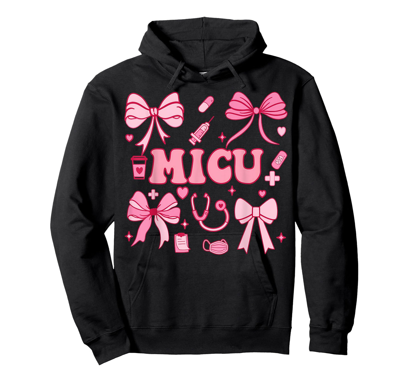 Coquette Bow MICU Nurse Medical Intensive Care Unit Heart T-Shirt