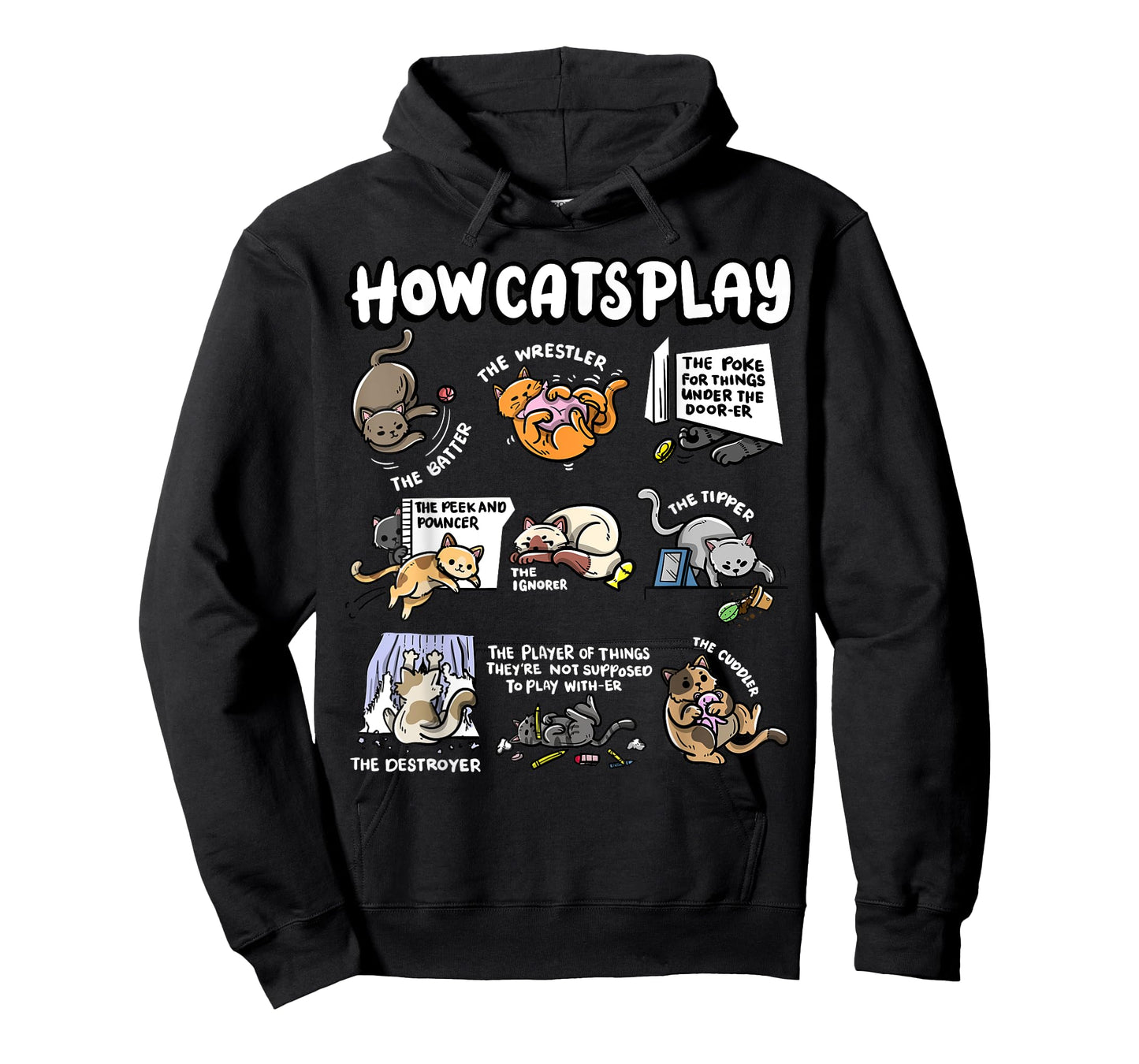 How Cats Play Cuddler Fluffy Kitten Wrestler Cute Cat T-Shirt for Men Women Kids