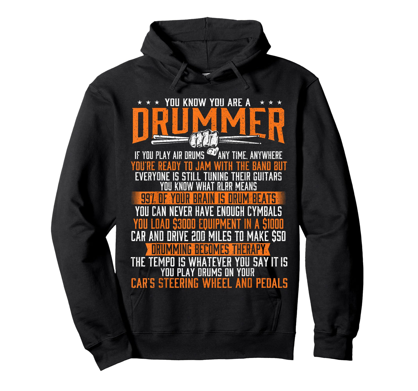 Funny Drumming Shirts - Men's Black You Know You Are A Drummer T-Shirt - Short Sleeve - Classic Fit - Music Themed Apparel - Drummers, Music Lovers, Unisex