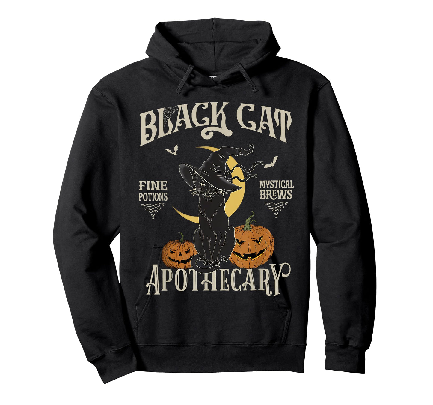 Retro Scary Halloween Costume Black Cat Salem Apothecary T-Shirt