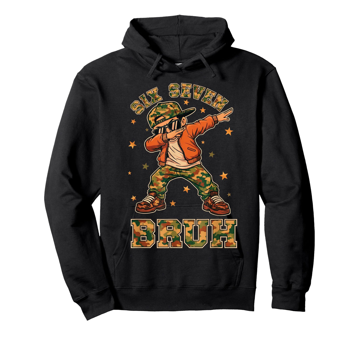 Funny Six Seven Bruh Dabbing Camo Kid Meme T-Shirt