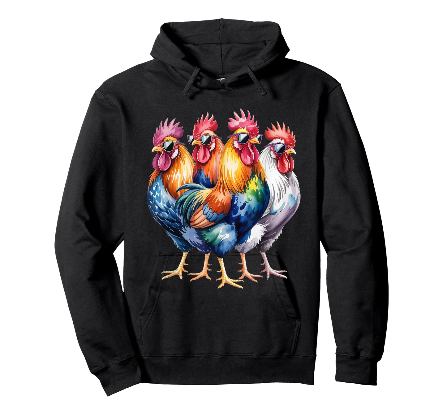 Cool Roosters with Sunglasses Colorful Chicken Farm Humour T-Shirt