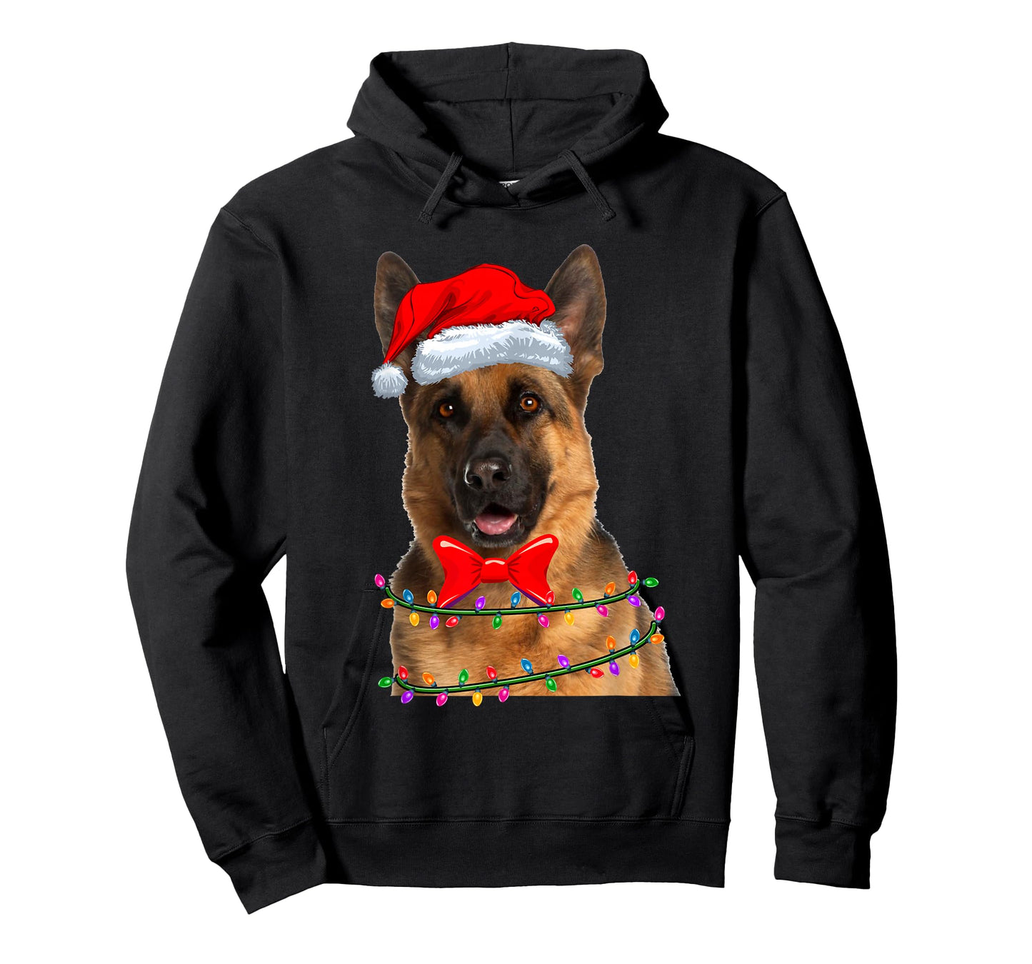 Christmas Lights German Shepherd Wearing Xmas Hat Dog Lover T-Shirt