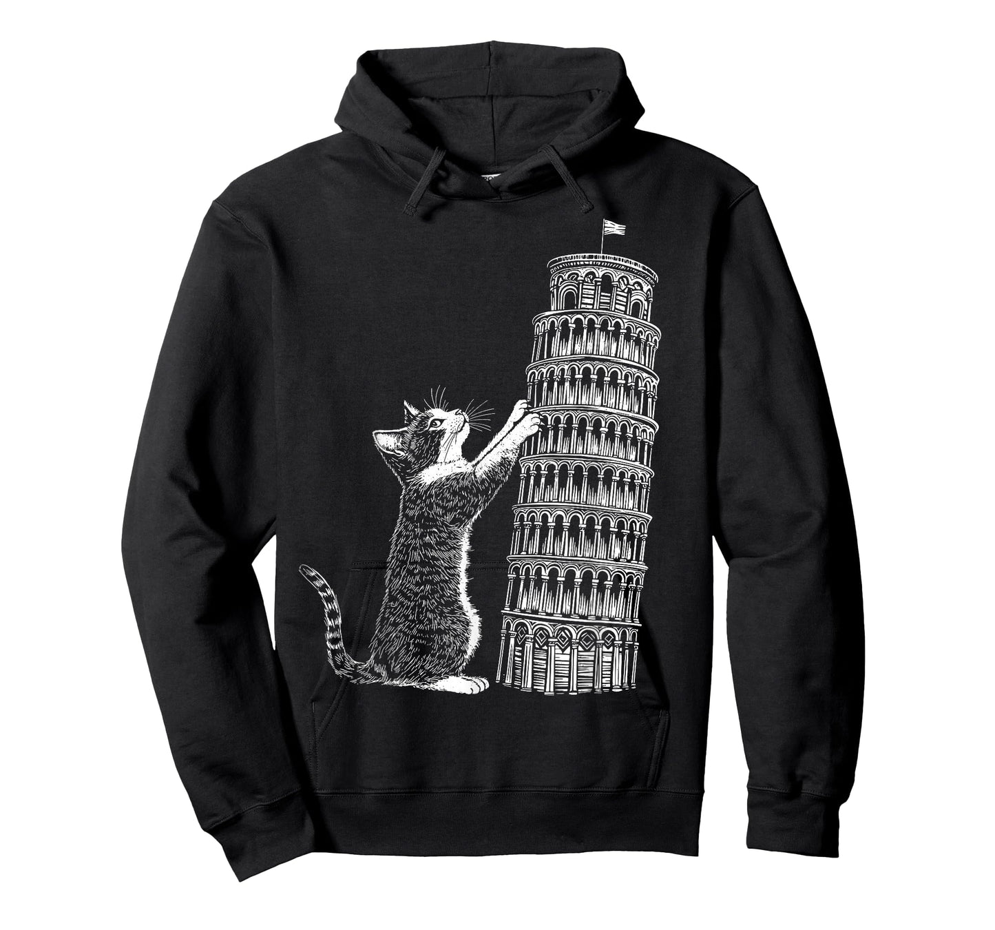 Cat Scratching the Leaning Tower of Pisa – Italy Funny Kitty T-Shirt