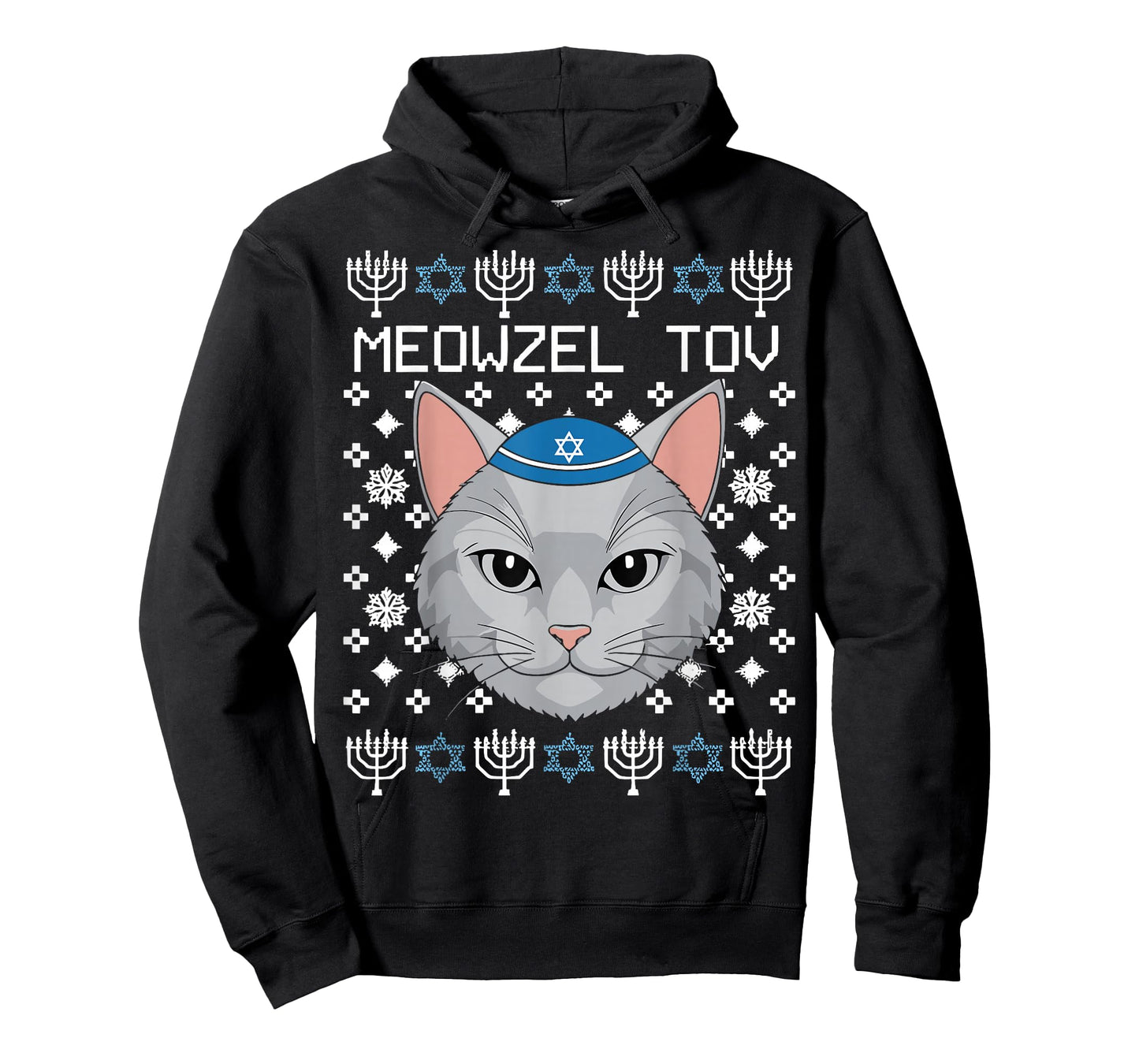 Meowzel Tov Ugly Hanukkah Chanukah Jewish T-Shirt