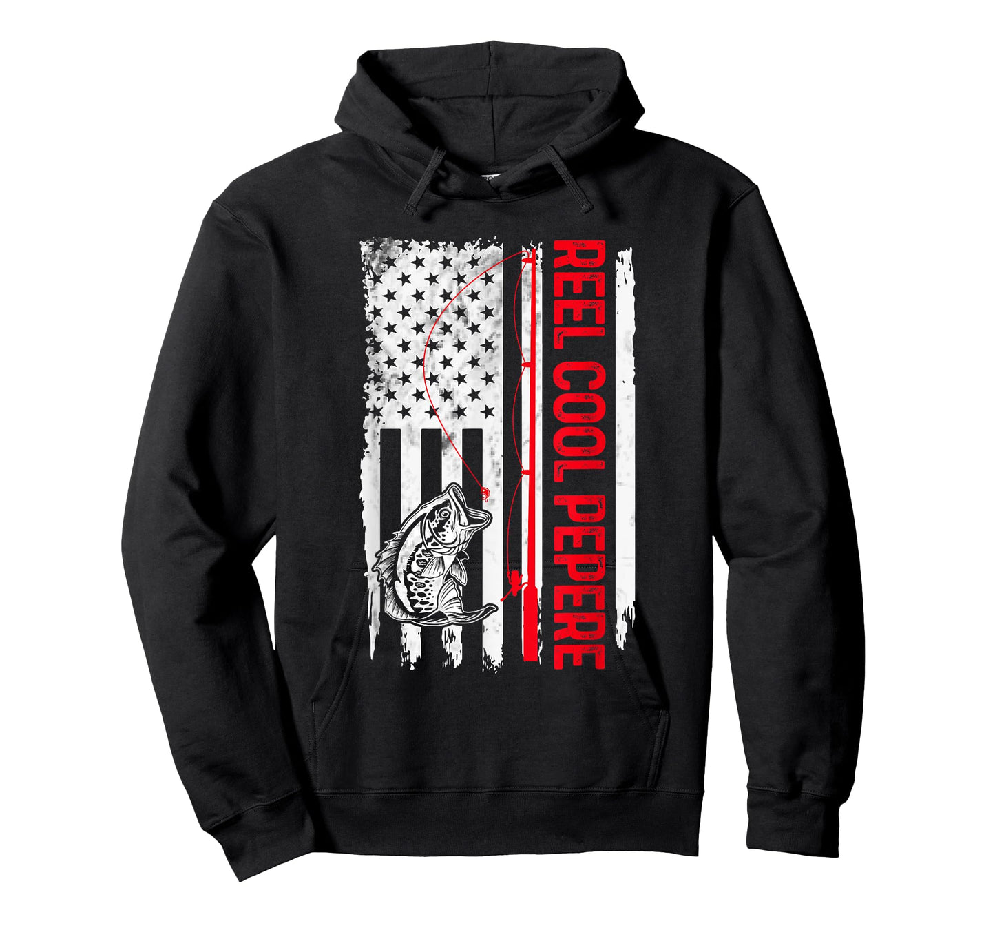 Mens Reel Cool Pepere Fishing American Flag Funny Grandpa T-Shirt