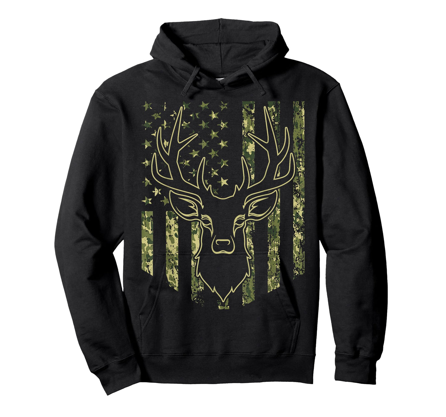 Camouflage USA Flag Deer Hunting Camo Whitetail Buck Head T-Shirt