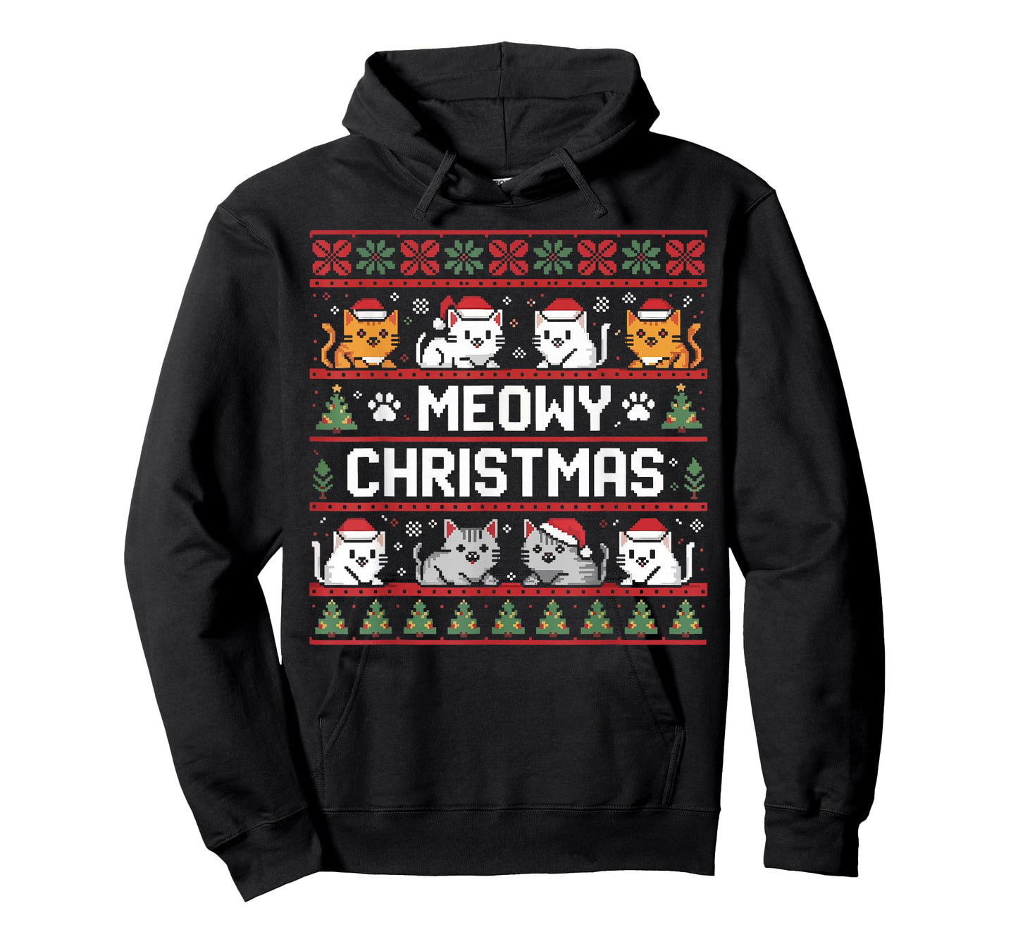 Meowy Catmas Cute Kitten Santa Hat Christmas Cat Lover T-Shirt