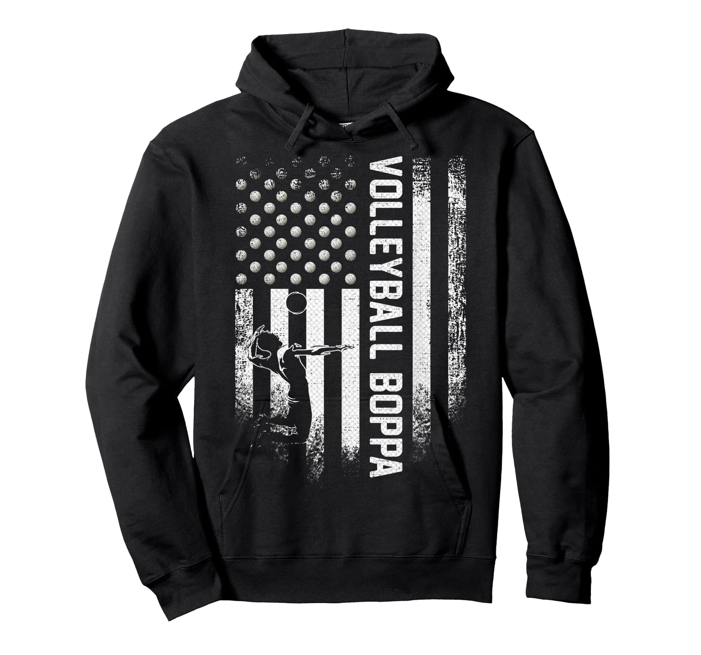 Vintage USA American Flag Proud Volleyball Boppa Silhouette T-Shirt