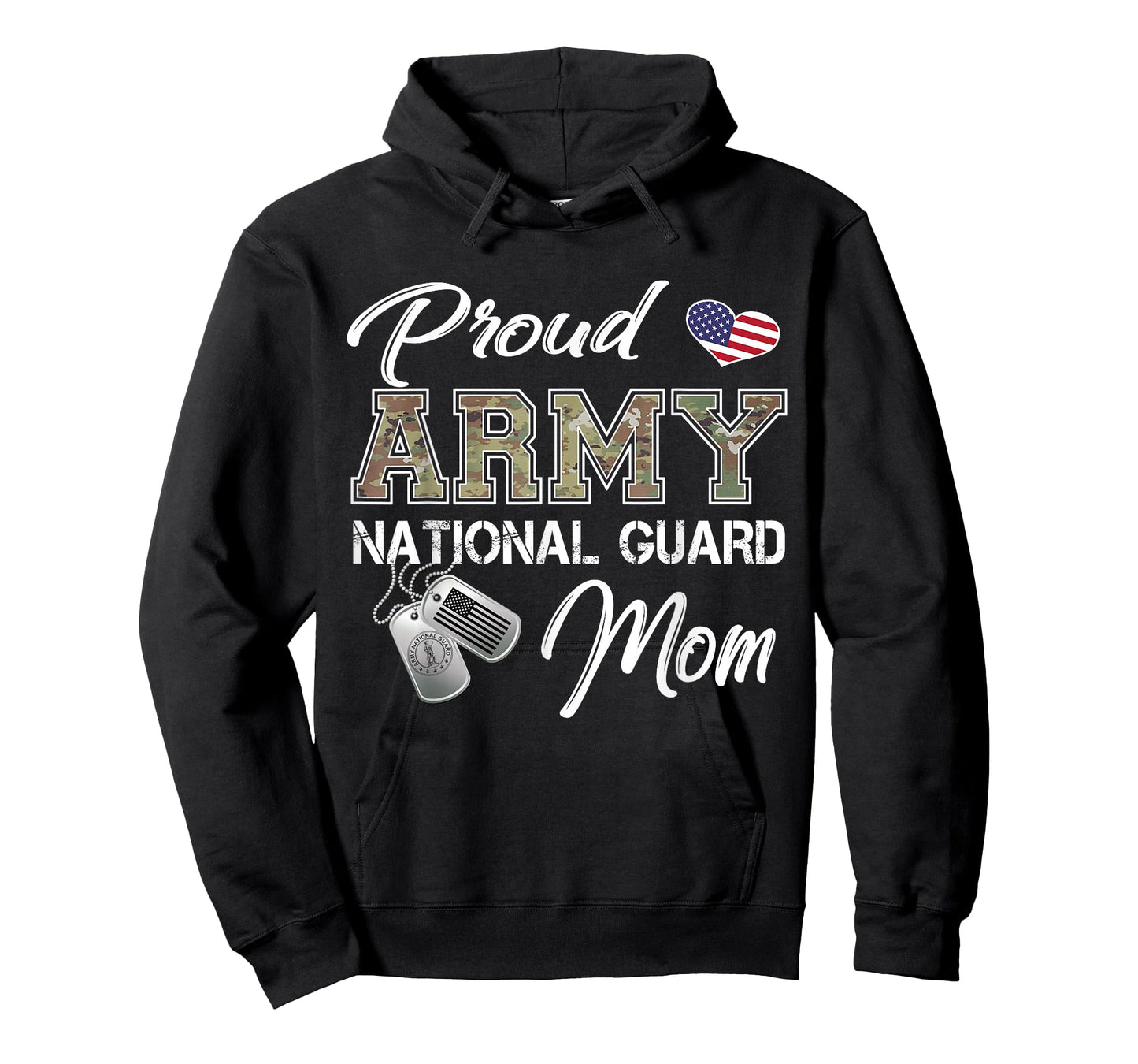 Proud Army National Guard Mom US Flag Dog Tag T-Shirt
