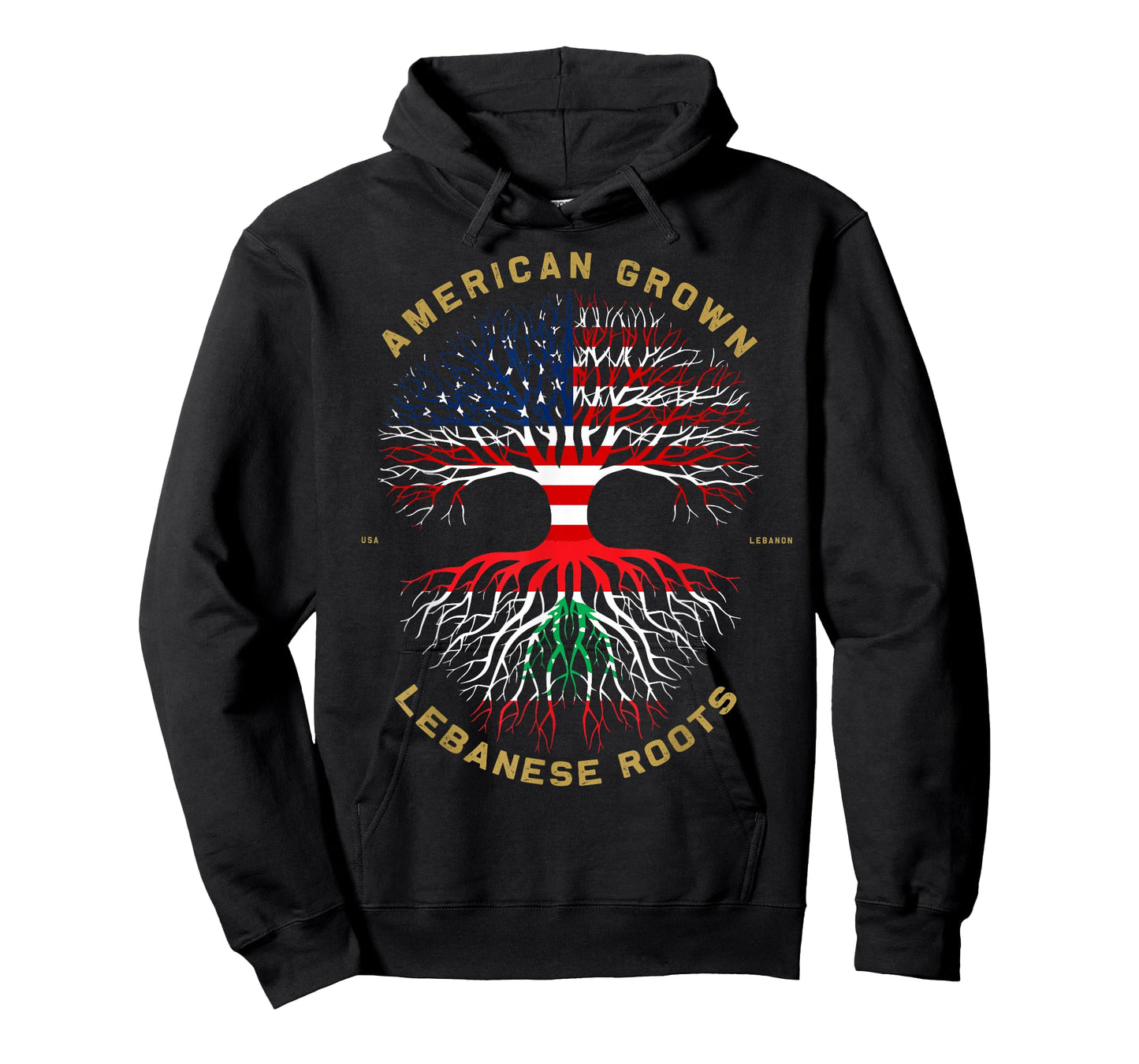 American Grown with Lebanese Roots Tree USA Flag Gifts Idea T-Shirt