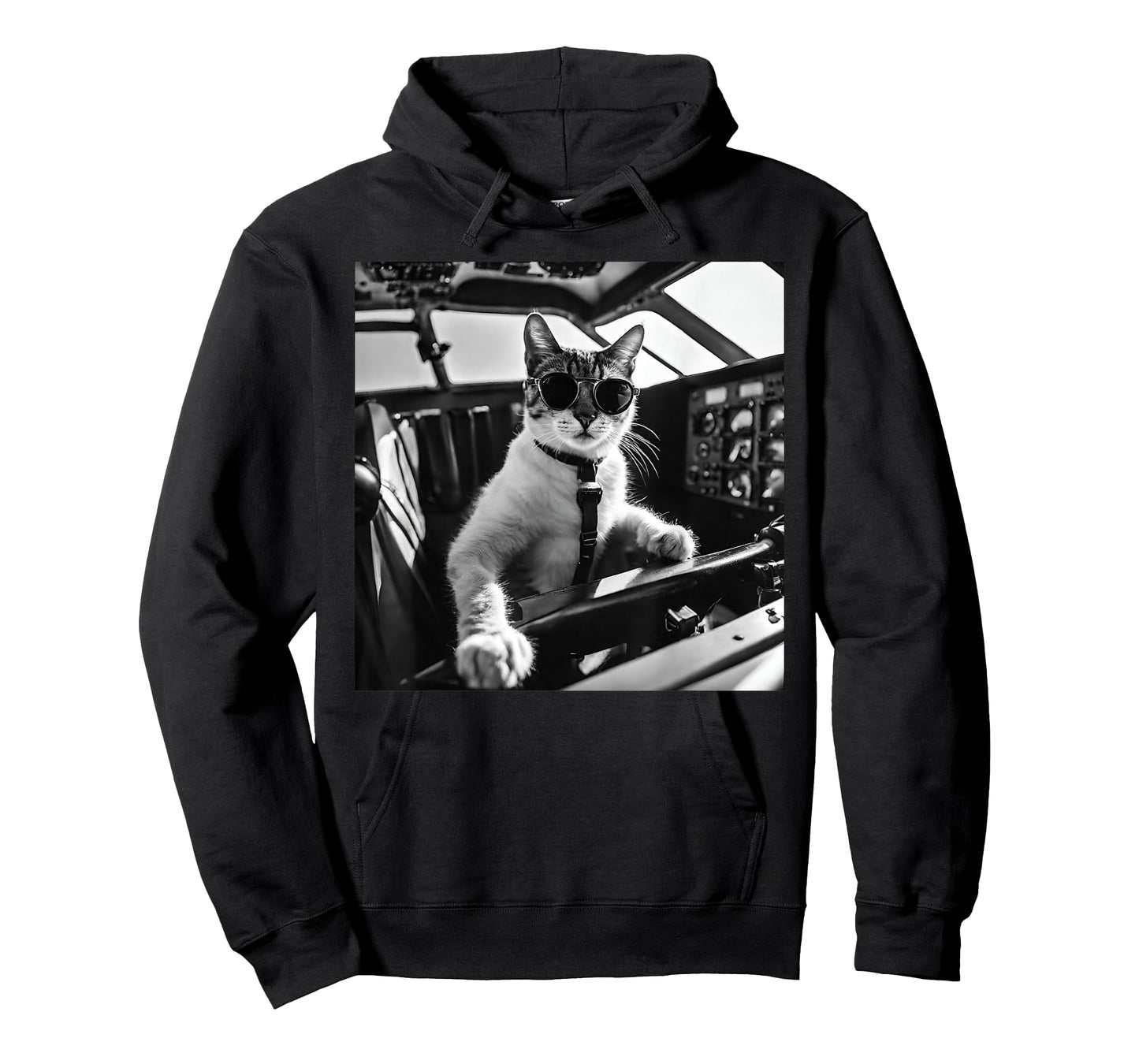 Funny Pilot Cat Wearing Sunglasses Flying A Plane T-Shirt
