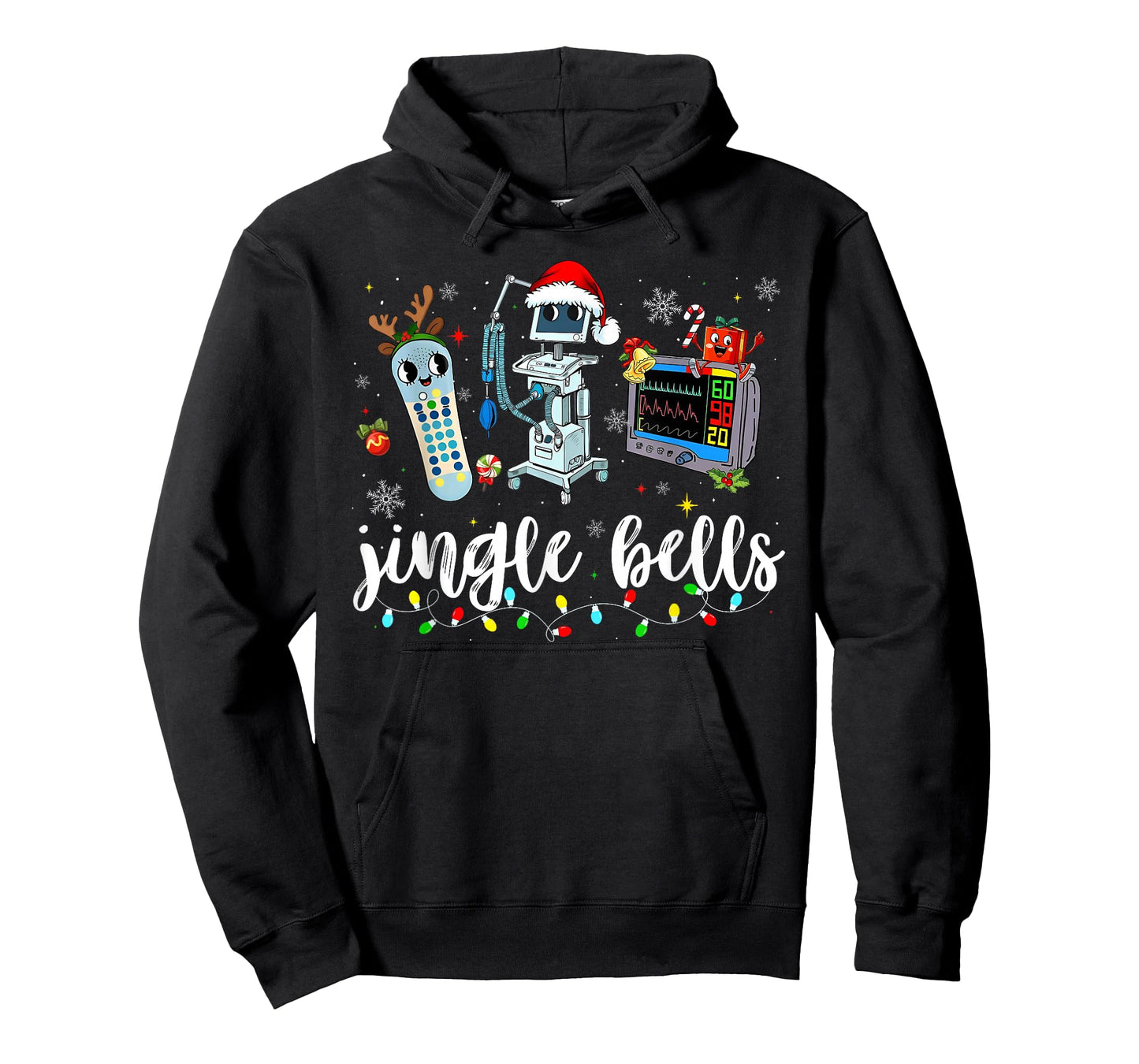 Christmas ER Nurse Jingle Bells Xmas Lights Holiday Pajamas T-Shirt