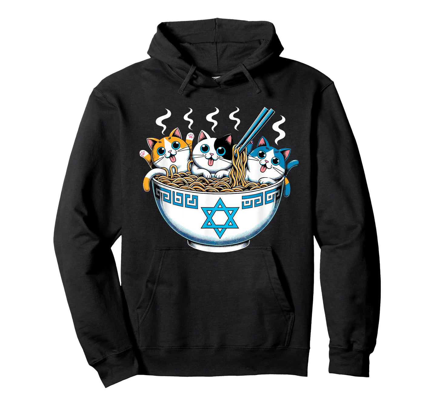 Jewish Cats Ramen Kitten Anime Hanukkah Pajamas Chanukah PJs T-Shirt