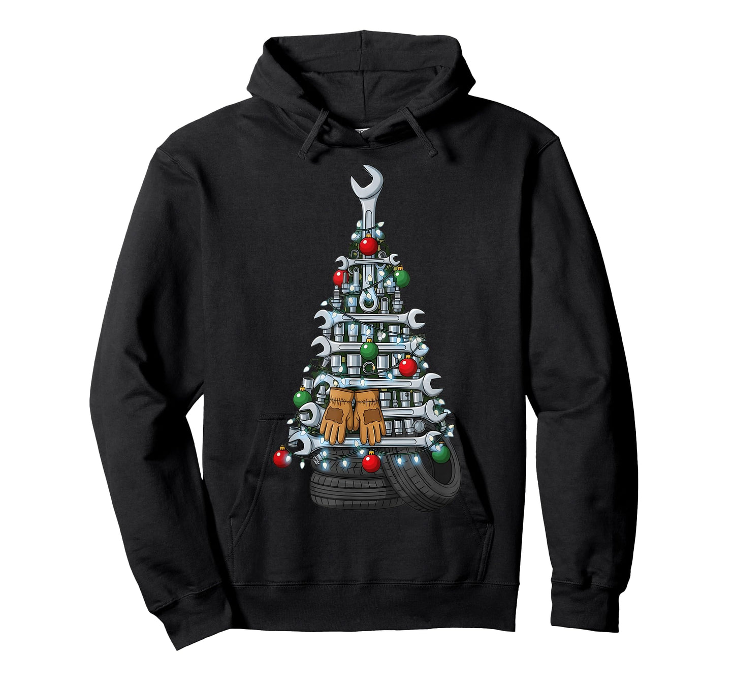 Christmas Mechanic Tools Ornaments Lights Xmas Tree Men T-Shirt