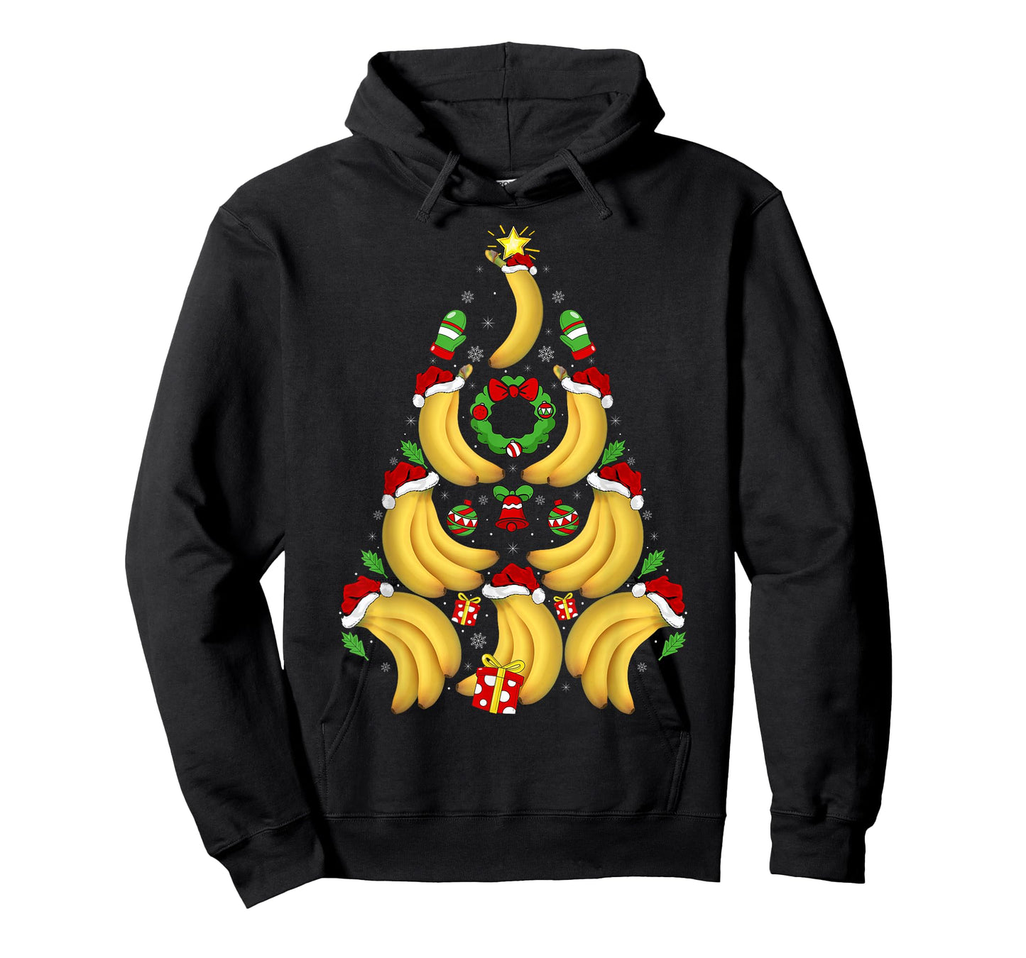 Banana Christmas Tree Lights Santa Hat Funny Banana Xmas T-Shirt