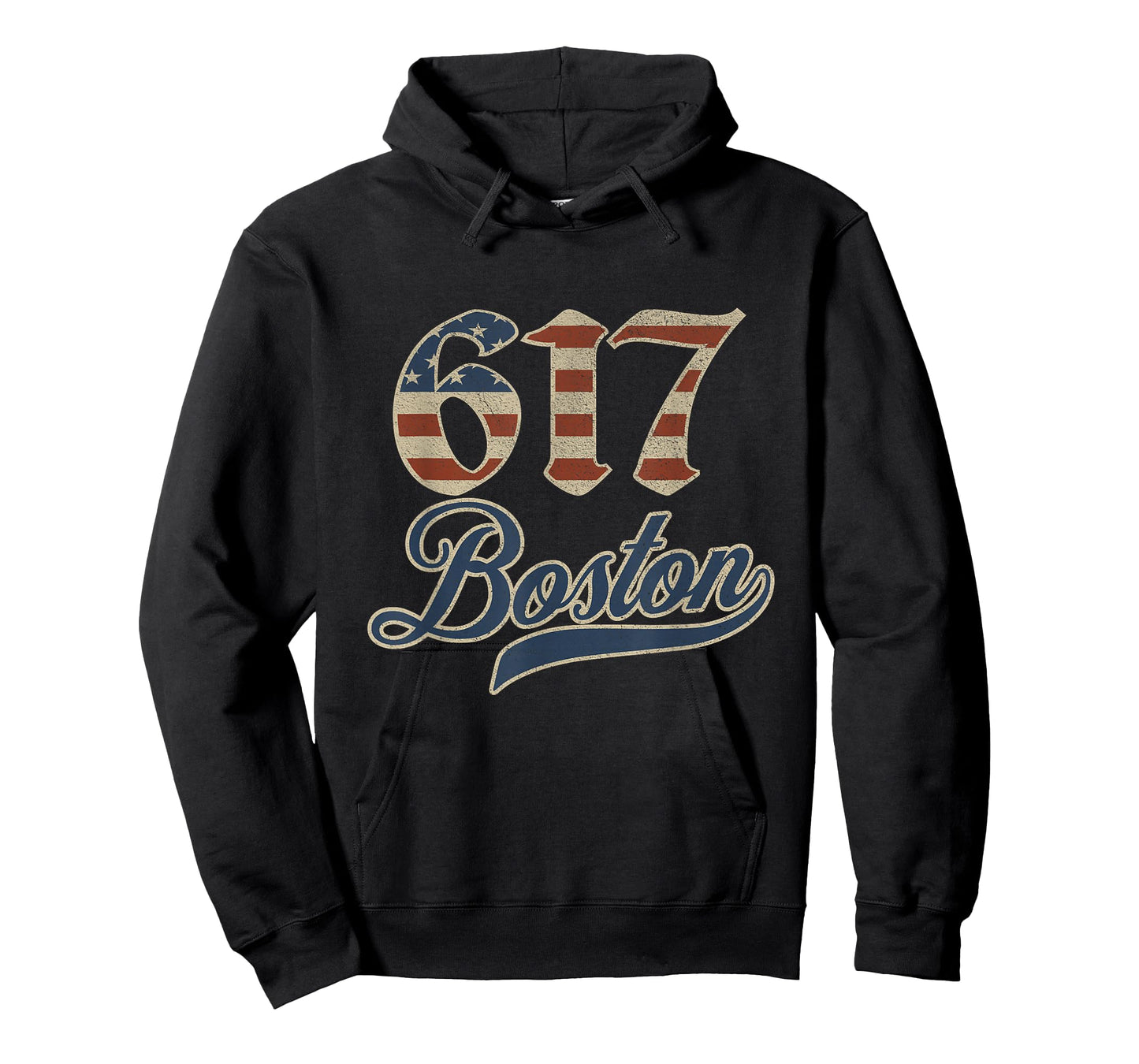 Vintage Boston 617 Area Code Patriot USA American Flag T-Shirt