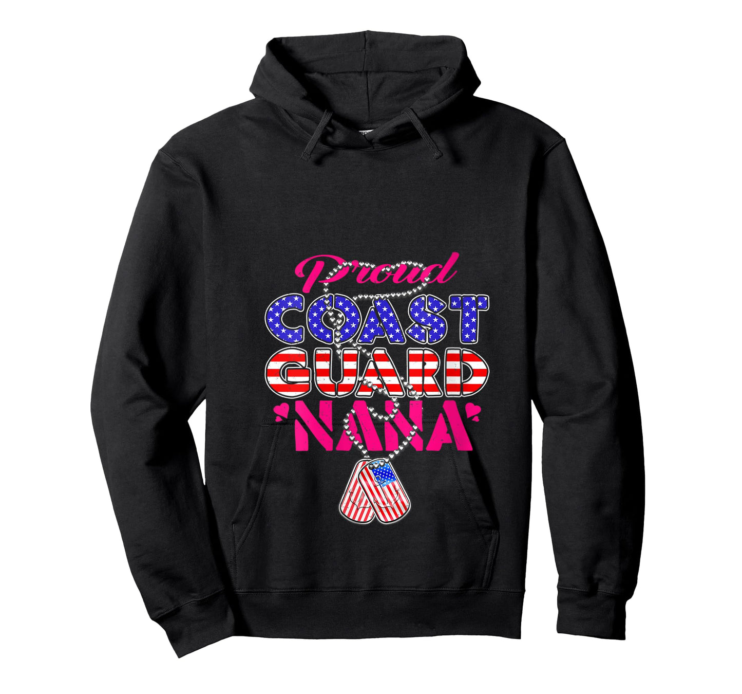 Womens Proud US Coast Guard Nana US Flag Dog Tags Military Grandma V-Neck T-Shirt