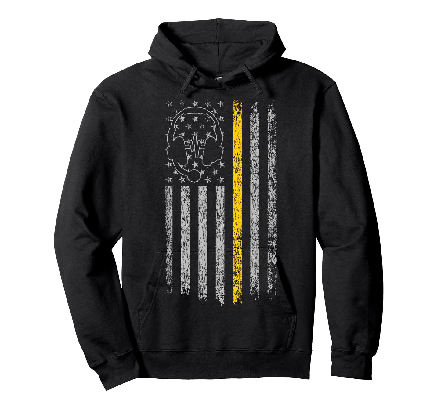 911 Police Dispatcher Job Appreciation HD0 911 Dispatcher Thin Gold Yellow Line American Flag T-Shirt