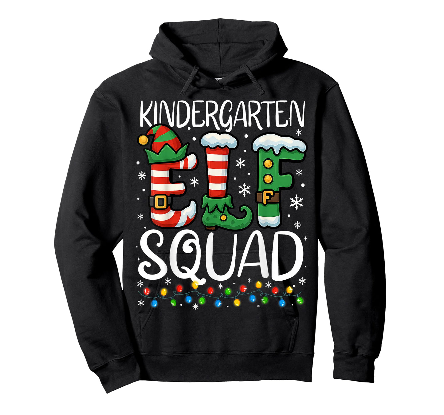 Christmas Teacher Kindergarten Elf Squad Xmas Lights Pajamas T-Shirt