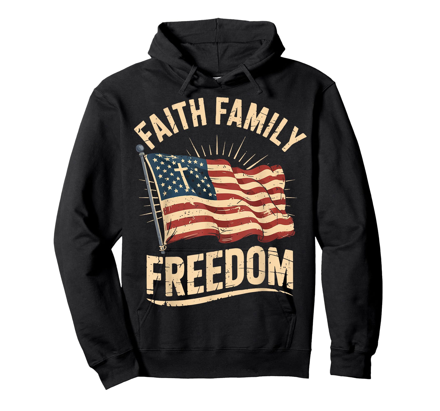 Faith Family Freedom Patriotic Christian USA Flag Men Women T-Shirt