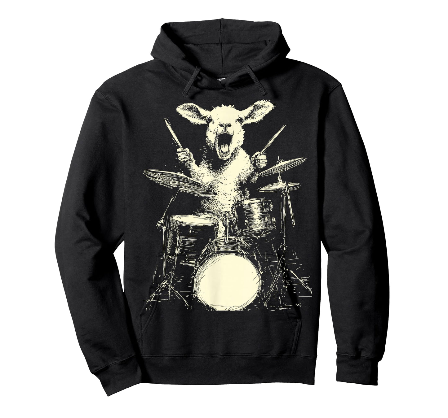 Cute Lamb Playing Drums Funny Music Animal Drummer Graphic T-Shirt