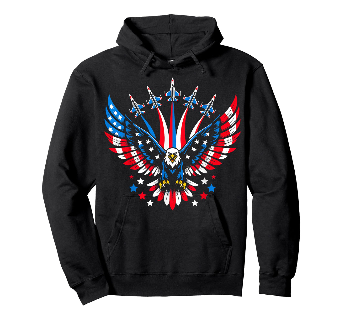 Eagle Patriotic Red Blue USA Flag Fighter Jets 4th of July T-Shirt