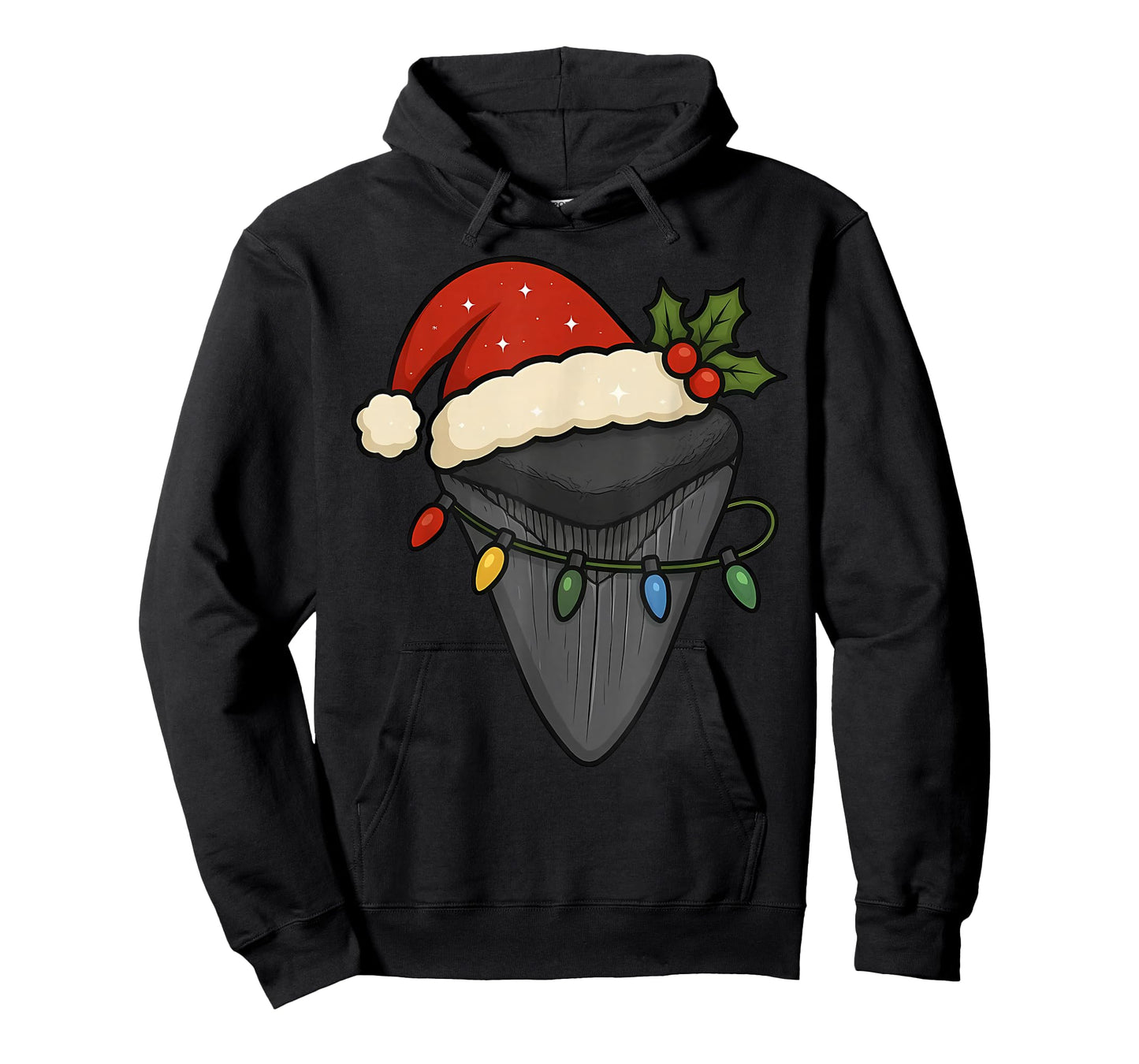 Fossil Sharks Tooth Santa Hat Christmas Lights Hunter Xmas T-Shirt