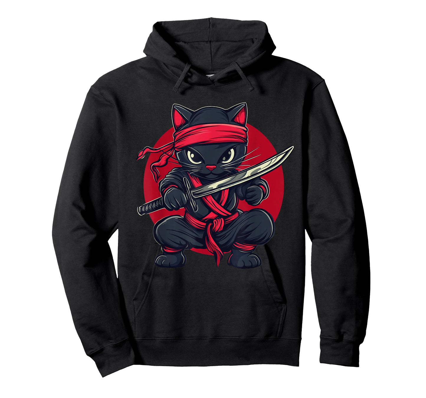 Cat Ninja Samurai Japan Japanese Flag Kawaii Funny Graphic T-Shirt