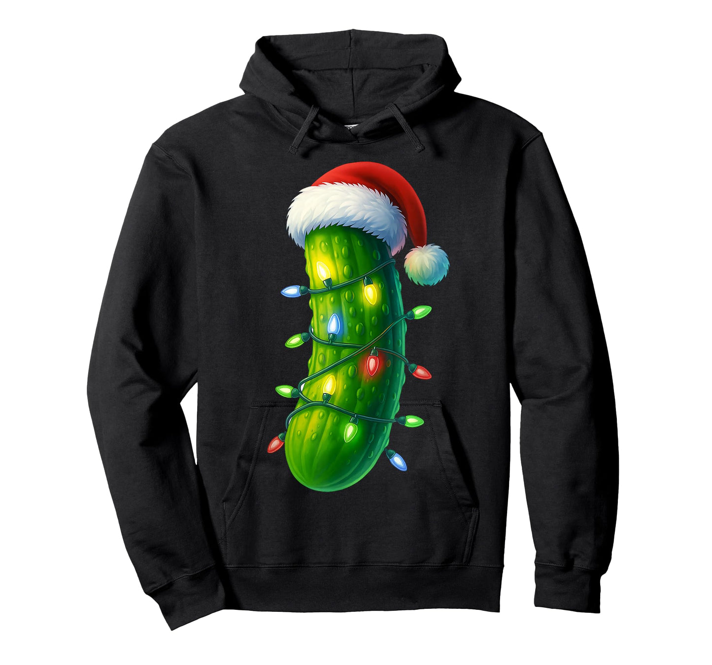 Funny Pickle Santa hat Christmas Lights Xmas Men Women T-Shirt