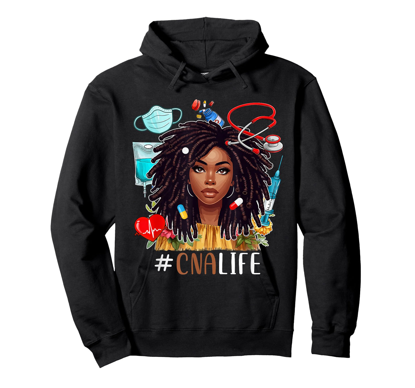 CNA Costume Afro Woman Nurse Nursing Proud Black History T-Shirt