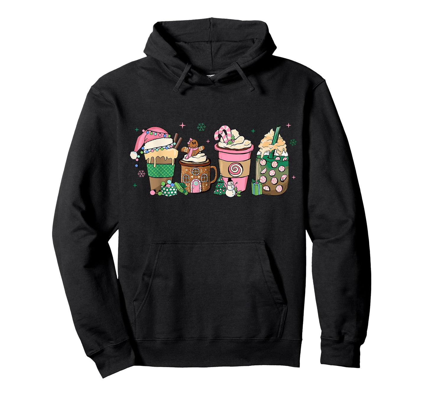 Coffee Christmas Gingerbread Pink Women Latte Cozy Winter T-Shirt