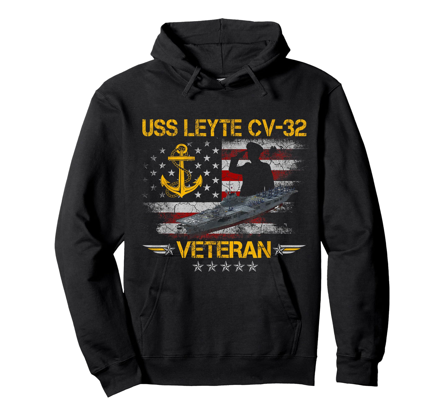USS Leyte CV-32 Aircraft Carrier Veteran Flag Veterans Day T-Shirt