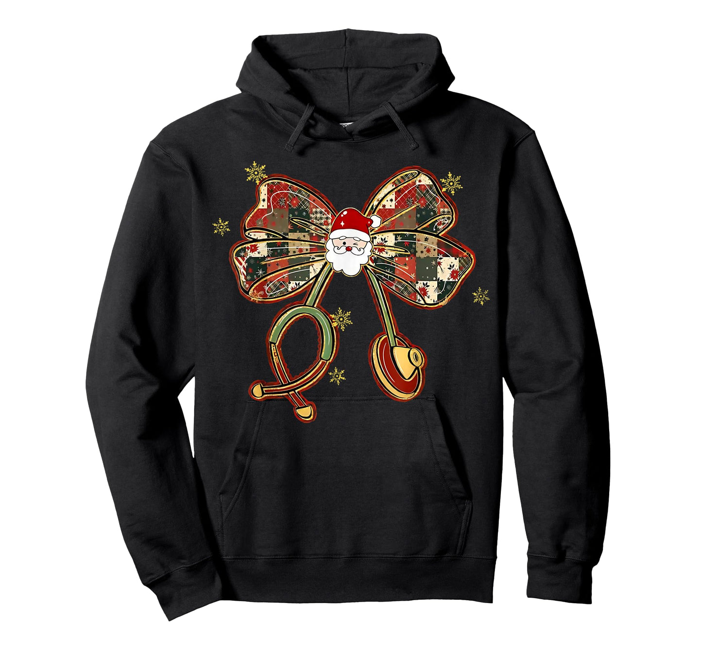 Christmas Nurse Vintage Santa Bow with Stethoscope T-Shirt