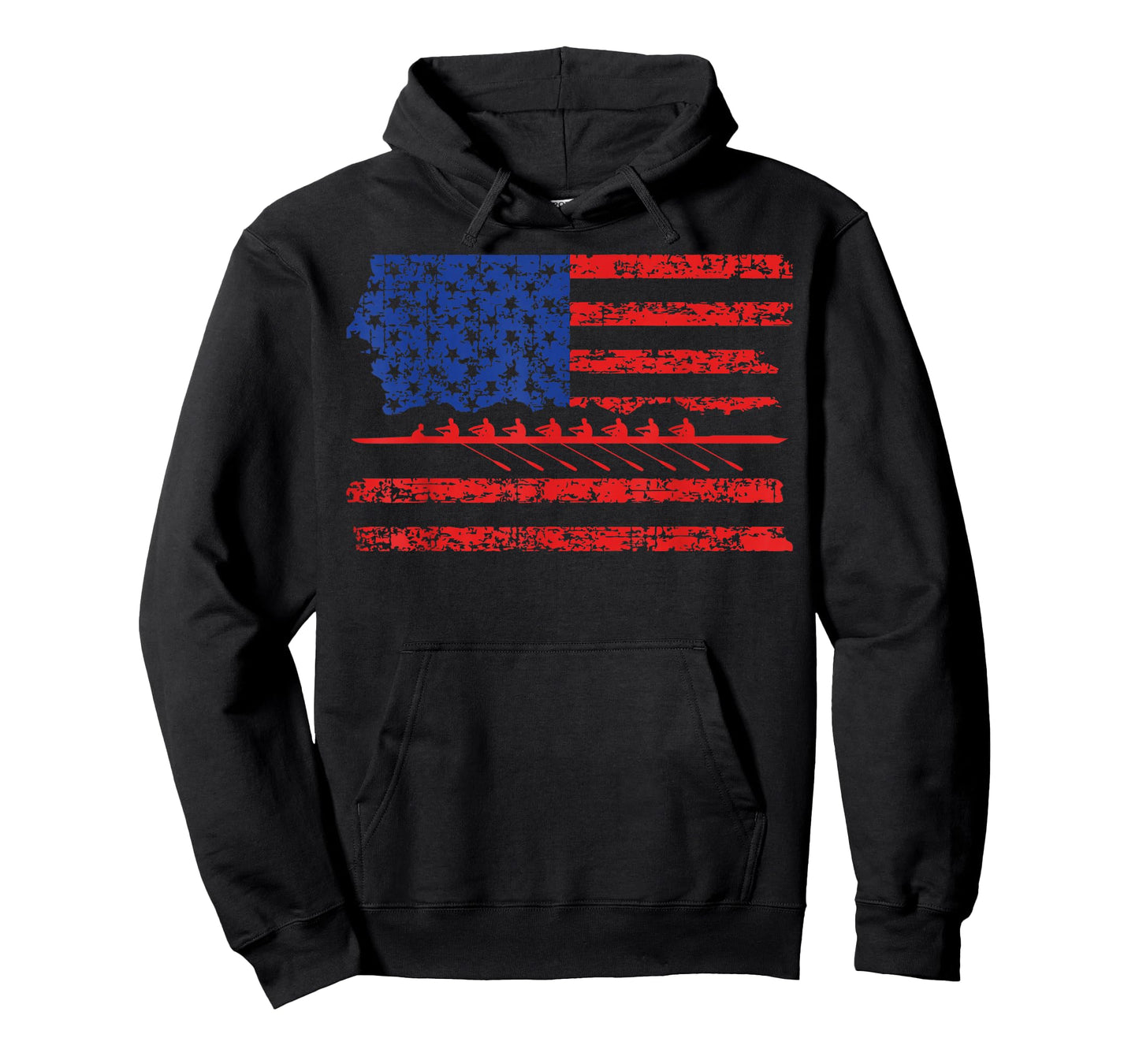 Crew Rowing Boat Oars Us American Flag T-Shirt